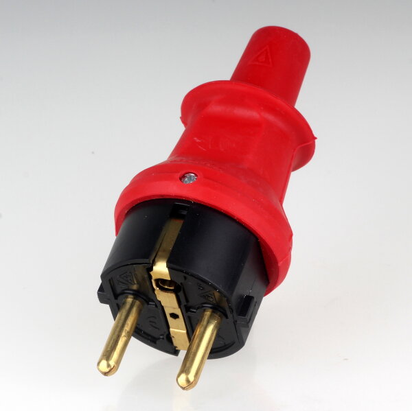 Kopp Schutzkontakt-Stecker mit Knickschutz IP44 Rot Bruchfest 16A 250V 1730.1200.4