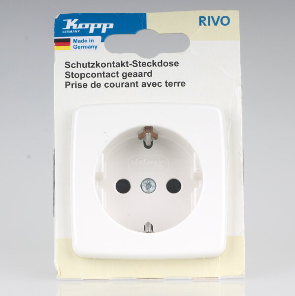 Kopp Rivo Schutzkontakt-Steckdose Weiß ähnlich 16A 250V IP20 mit Berührungsschutz 9202.1708.7