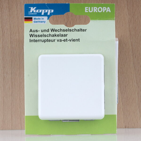 Kopp Europa Universal Aus- und Wechselschalter Arktisweiß 10A 250V IP20 Unterputz 6136.1308.2