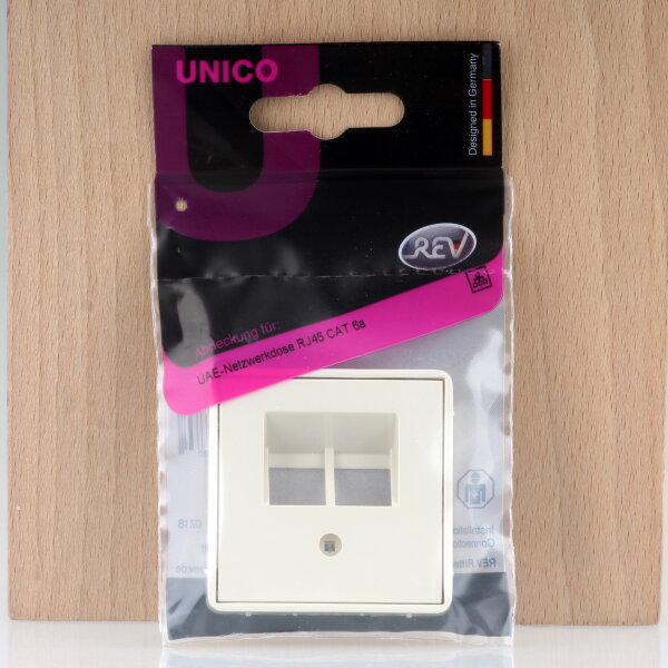 REV Unico Abdeckung für UAE-Netzwerkdose RJ45 CAT 6a Cremeweiß 55 x 55 mm 0228670206