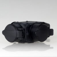 Unitec Gummi Schutzkontakt 3-Wege-Kupplung 16A 250V mit Klappdeckel IP44 schwarz 44220L