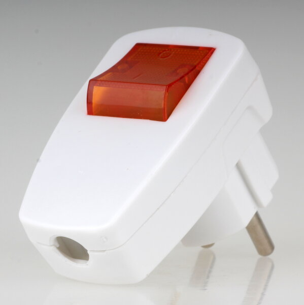 Unitec Schutzkontakt-Winkelstecker weiß mit Schalter orange beleuchtet 10A/250 V AC 2-polig 44084L