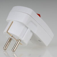 Unitec Schutzkontakt-Winkelstecker weiß mit Schalter orange beleuchtet 10A/250 V AC 2-polig 44084L