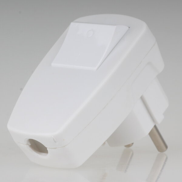 Unitec Schutzkontakt-Winkelstecker weiß mit unbeleuchtetem Schalter 10A/250V AC 2-polig 40554L