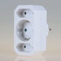 Steckdosen-Adapter weiß 16A/250V 2 x Eurosteckdose...