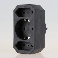 Steckdosen-Adapter schwarz 16A/250V 2 x Eurosteckdose 1 x...